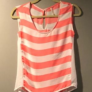 Hot pink and white Striped Sleeveless blouse